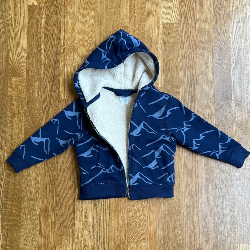Hanna Andersson Navy Blue Kids Hoodie with Mountain Print